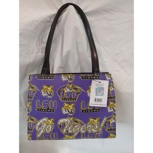 LSU Tigers Purple Fashion Tote Bag Rhinestone